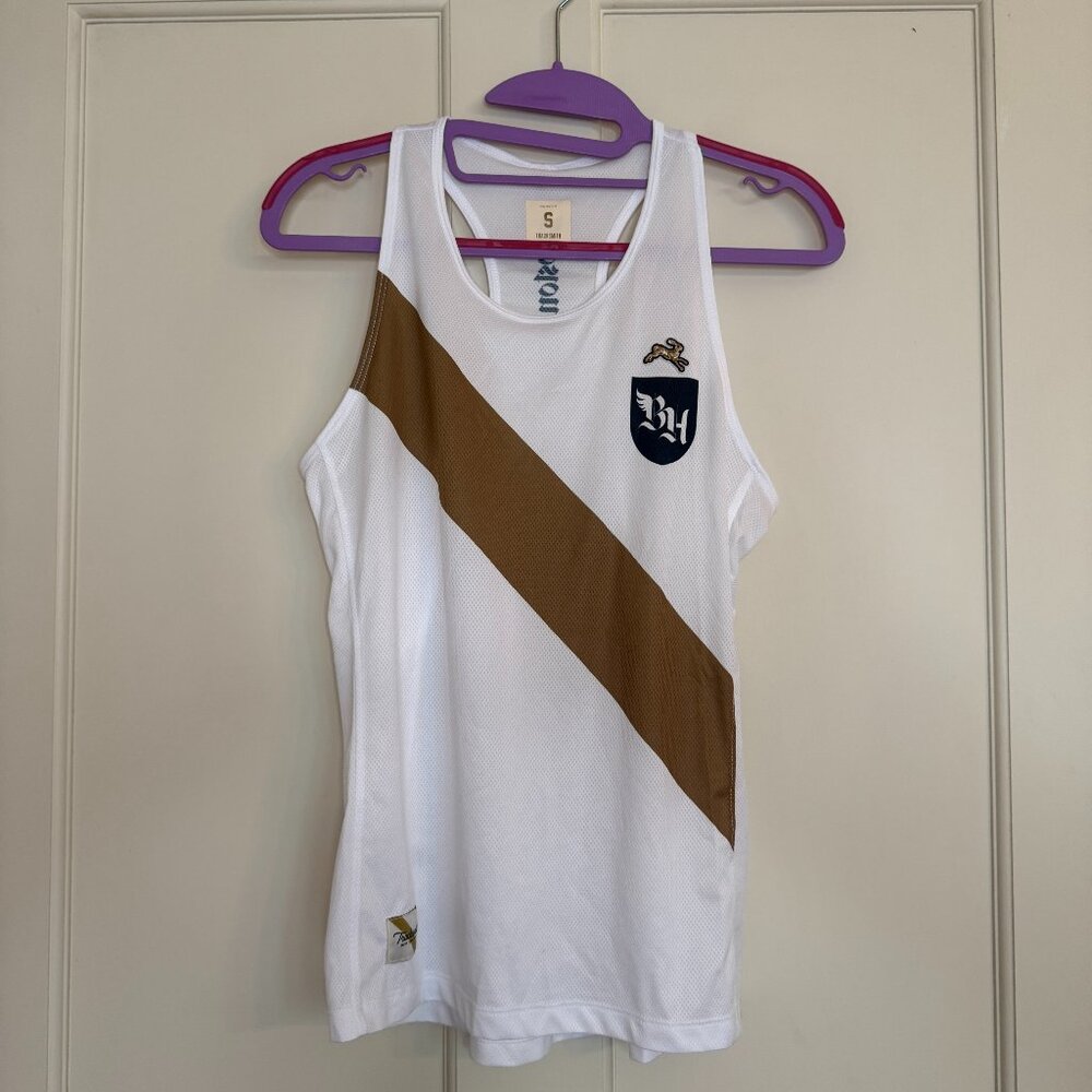 Tracksmith Womens Boston Hares Van Cortlandt Run Singlet Gold White Size Small